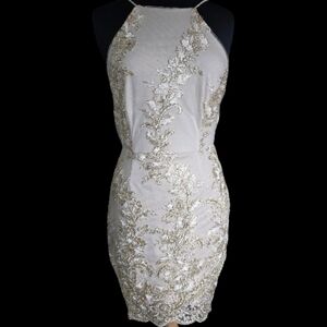 Mystic Gold Patterned Mini Dress